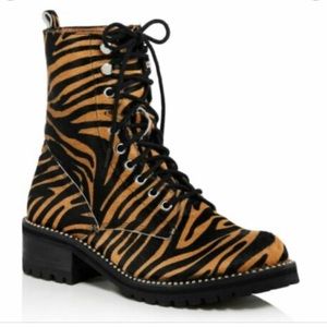 NIB Aqua Jax Camel Tiger Print Combat Boots